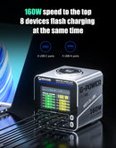 Estação de carregamento super rápida mecânica série G-POWER 115w/160w, porta usb tipo-c 15w pd qc3.0 gan, suporte de carregamento sem fio