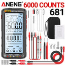 ANENG Digital Profissional Multímetro, sem contato Tester Tensão, Tela LCD Tester Atual, recarregável, AC, DC, 681