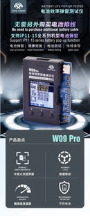 Oss w09 pro v3 testador pop-up de vida útil da bateria para detecção de iPhone11-15PM modificar eficiência da bateria 100% ciclo ferramenta de dados de saúde