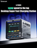 Estação de carregamento super rápida mecânica série G-POWER 115w/160w, porta usb tipo-c 15w pd qc3.0 gan, suporte de carregamento sem fio